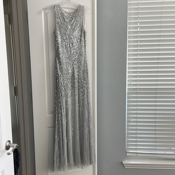 Aidan Mattox Evening Gown Dress with Silver Sequin Detailing. Prom dress - Picture 6 of 11